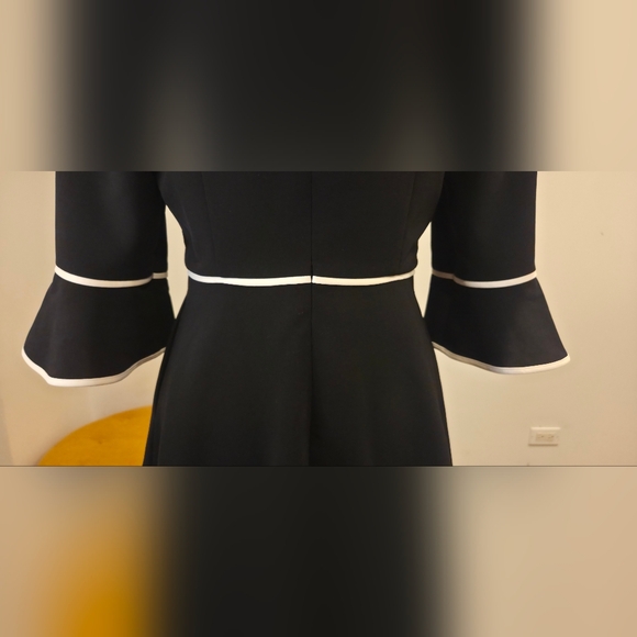Ted Baker Black Dress with White Accents, Size 2 - Picture 9 of 16